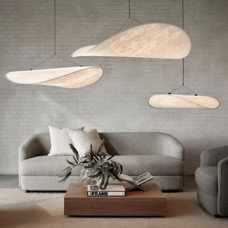 Japandi Style Silk Pendant Lamp Chandelier