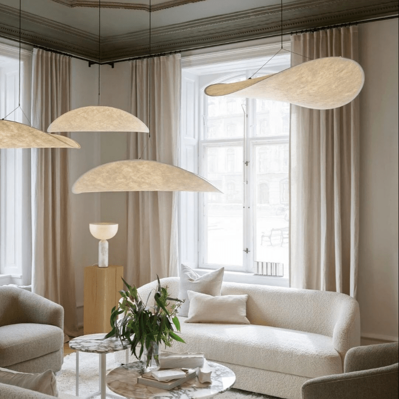 Japandi Style Silk Pendant Lamp Chandelier