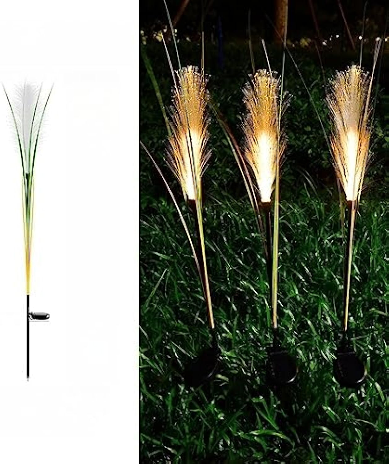 Fiber Reed Solar Outdoor Lamp | Sustainable Synthetic Fiber & Aluminum | IP65 Waterproof | Warm LED Lighting | Garden & Patio Decor