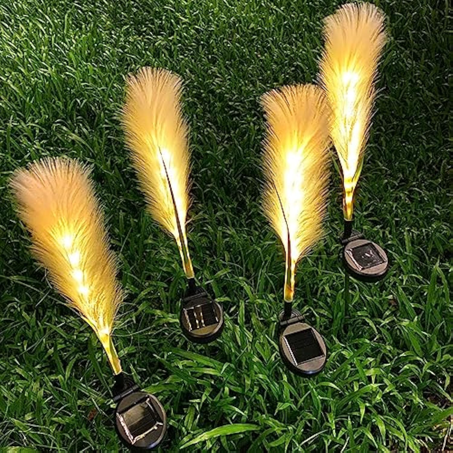 Fiber Reed Solar Outdoor Lamp | Sustainable Synthetic Fiber & Aluminum | IP65 Waterproof | Warm LED Lighting | Garden & Patio Decor