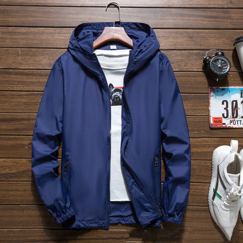 Lightweight Waterproof Windbreaker Jacket for Men | Hooded &amp; Zipped | Protection against Wind and Rain
