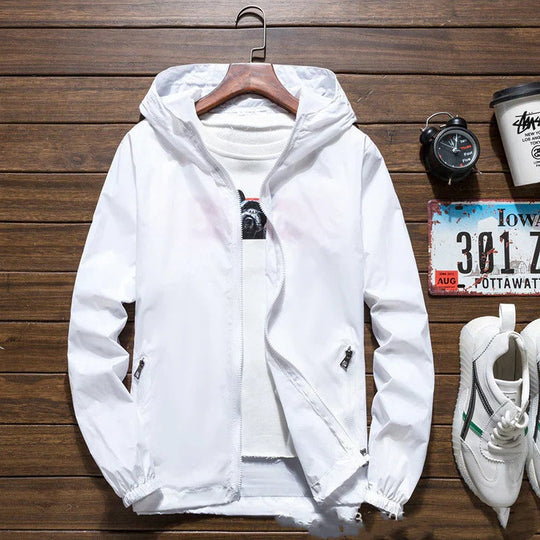 Lightweight Waterproof Windbreaker Jacket for Men | Hooded &amp; Zipped | Protection against Wind and Rain