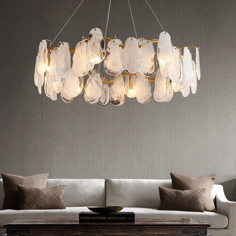 Modern 6-Light Glass Chandelier with Clouds and Adjustable Cables