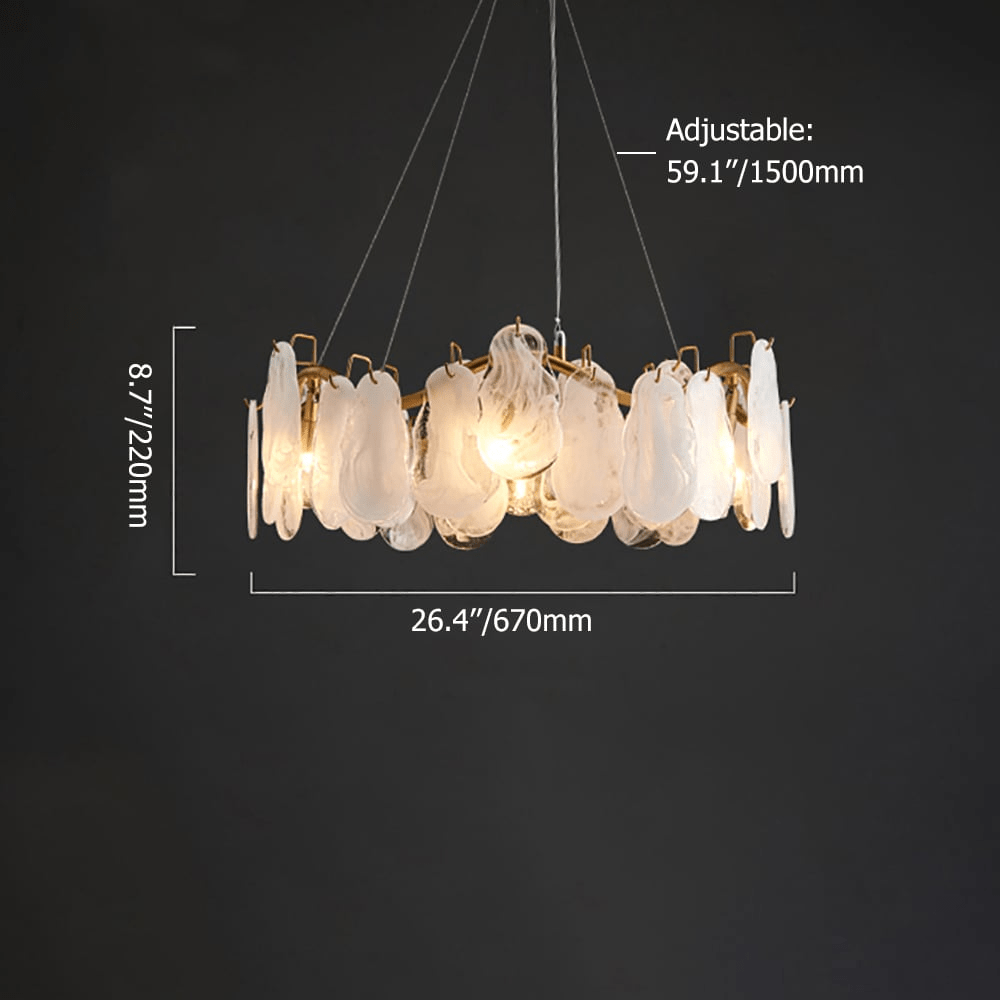 Modern 6-Light Glass Chandelier with Clouds and Adjustable Cables