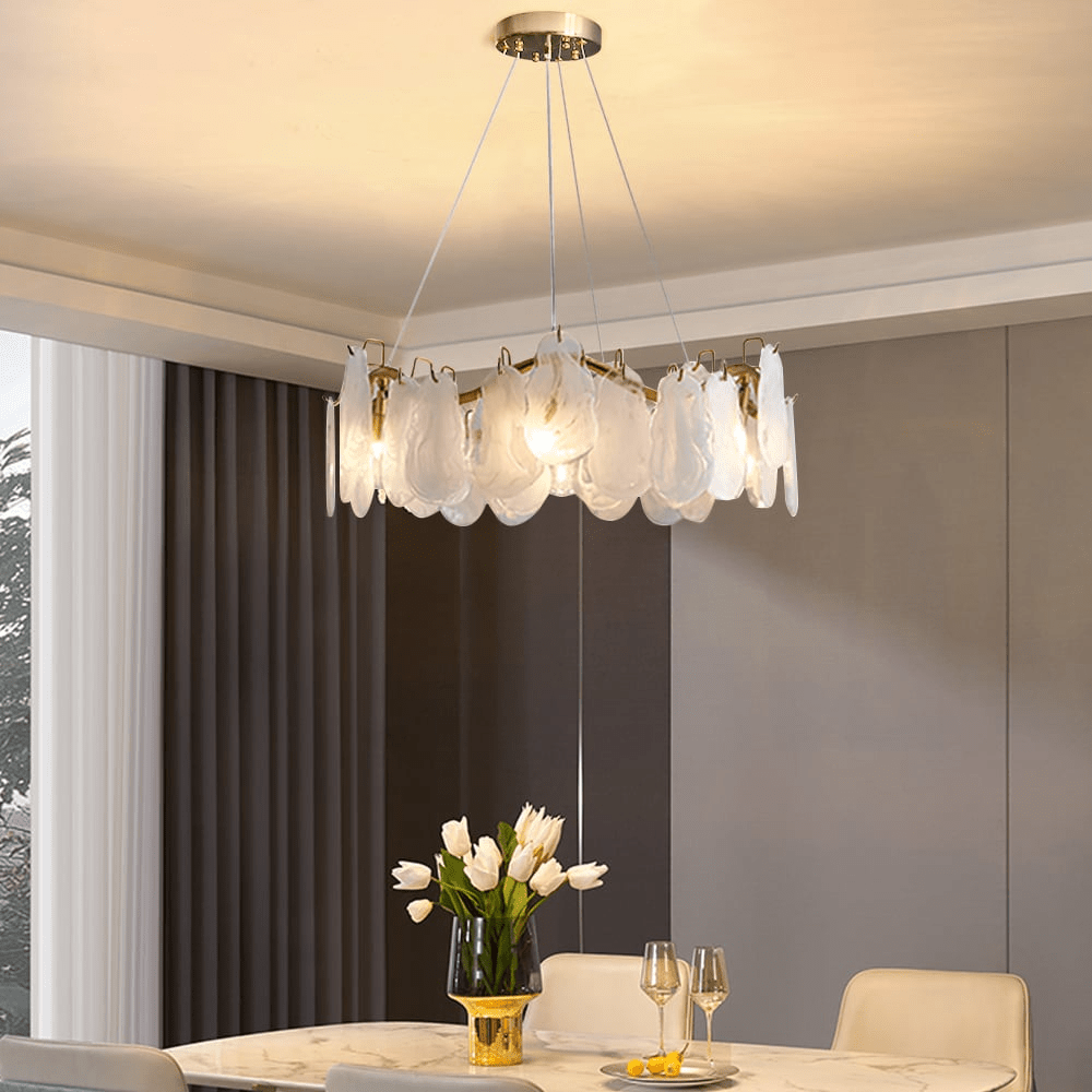 Modern 6-Light Glass Chandelier with Clouds and Adjustable Cables
