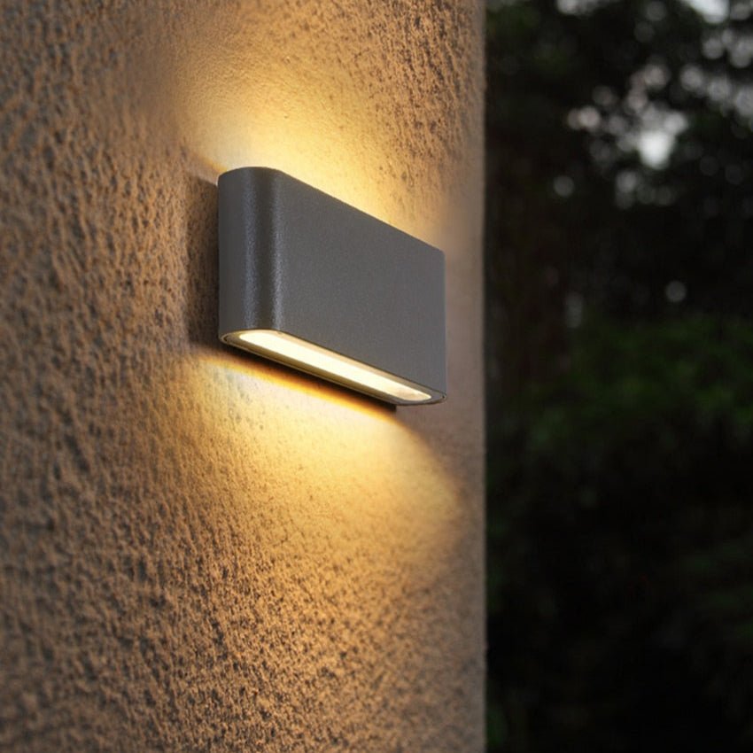 Modern LED Outdoor Up Down Wall Lamp Sconce Waterproof | Rectangular Exterior Light | Aluminum 6W/12W | Entrance & Patio Lighting