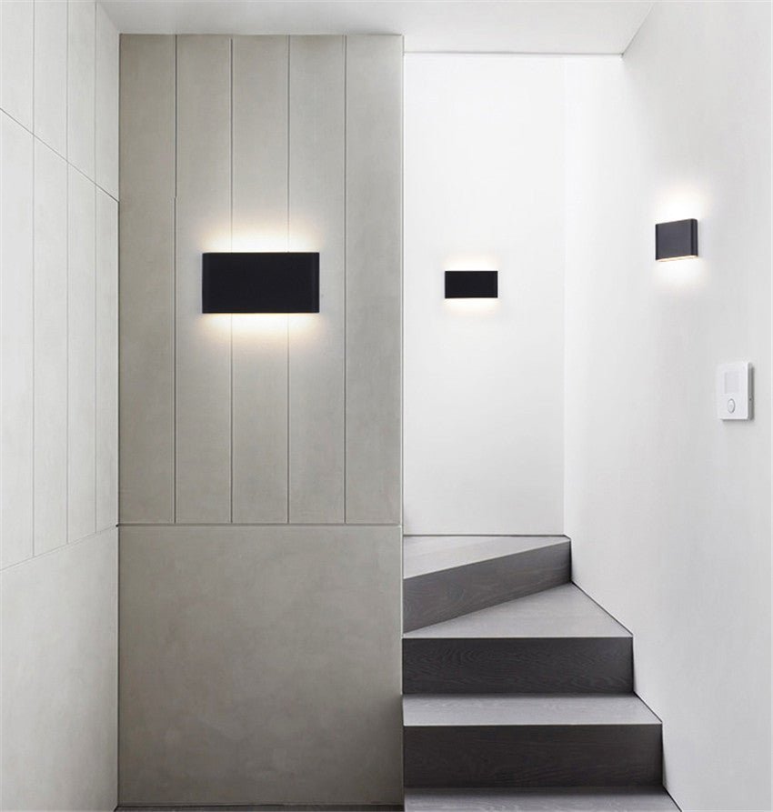 Modern LED Outdoor Up Down Wall Lamp Sconce Waterproof | Rectangular Exterior Light | Aluminum 6W/12W | Entrance & Patio Lighting