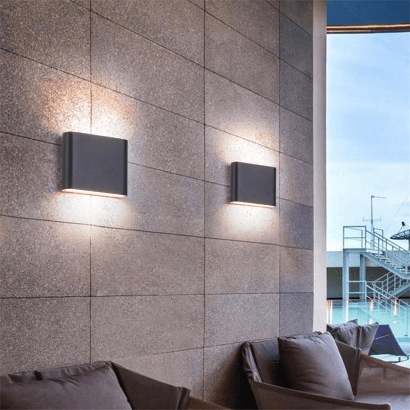 Modern LED Waterproof Outdoor Up Down Wall Lamp Sconce | Rectangular Exterior Wall Light | Aluminum LED 6W/12W | Entrance & Patio Lighting