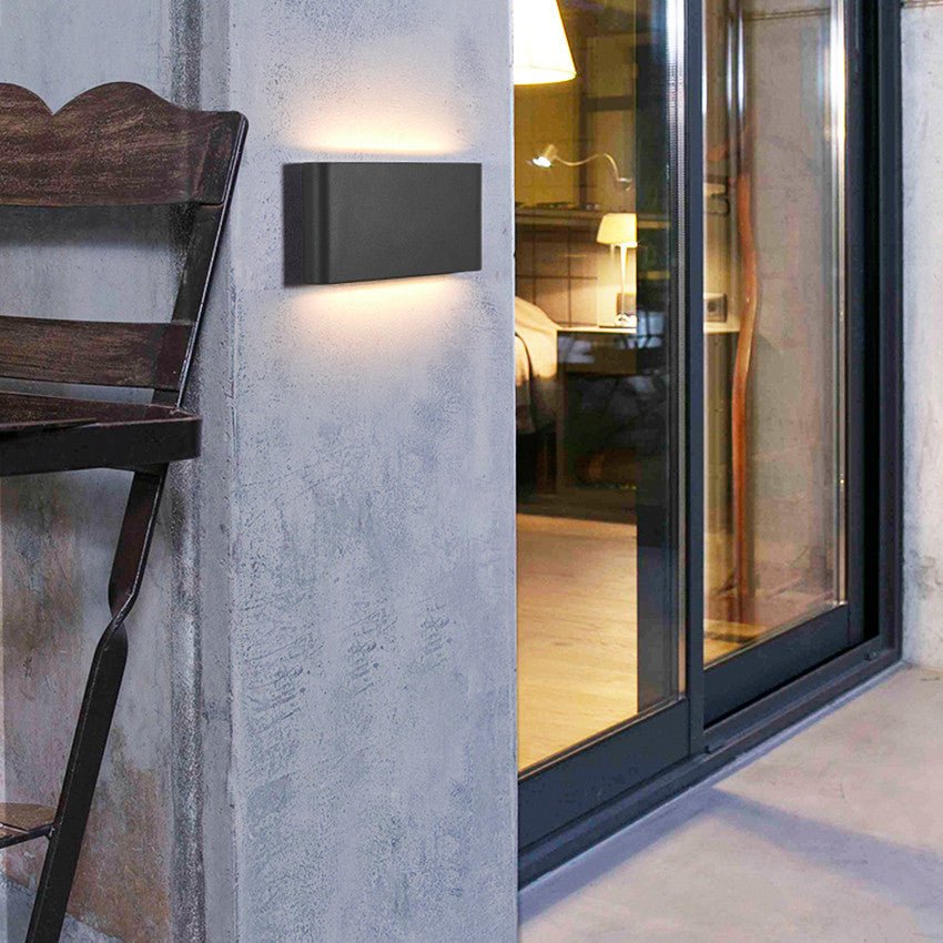 Modern LED Waterproof Outdoor Up Down Wall Lamp Sconce | Rectangular Exterior Wall Light | Aluminum LED 6W/12W | Entrance & Patio Lighting