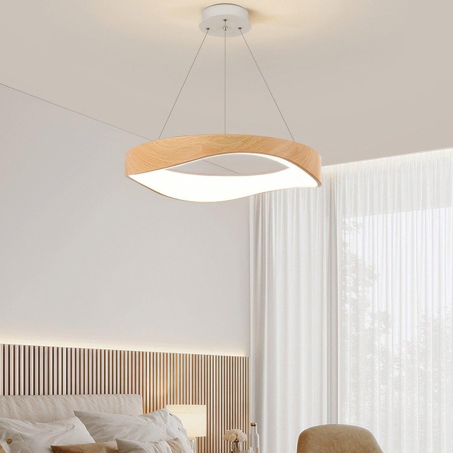 Modern Round LED Pendant Light for Kitchen & Dining | Adjustable Ceiling Lamp | Iron Acrylic ABS | 40/50/60 cm 39W