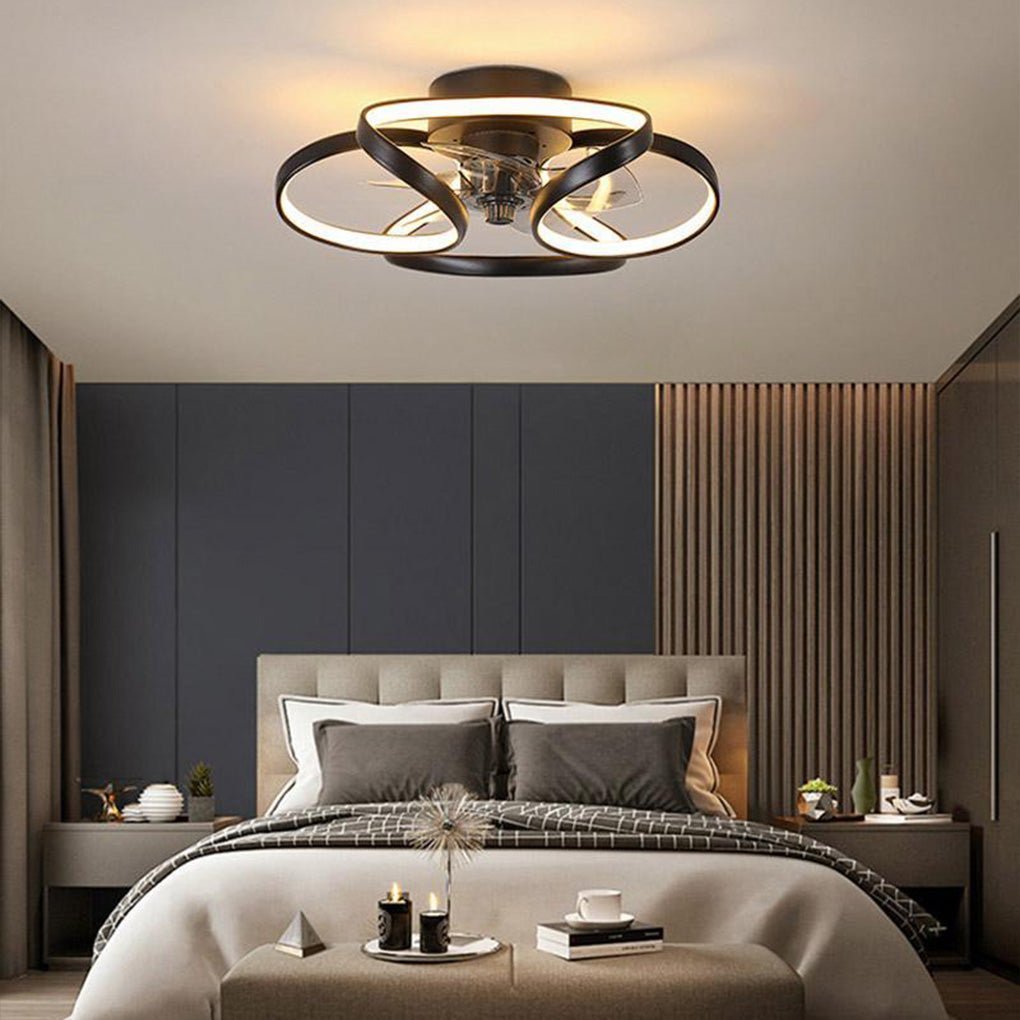 Flower LED modern built-in ceiling fan with remote control