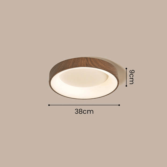 Natural Wooden LED Ceiling Lamp Circular Modern Ceiling Light | Iron Acrylic Design | Flush Mount Bedroom Lighting | Multiple Sizes