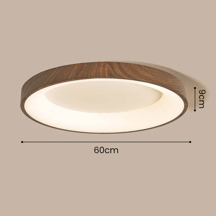 Natural Wooden LED Ceiling Lamp Circular Modern Ceiling Light | Iron Acrylic Design | Flush Mount Bedroom Lighting | Multiple Sizes