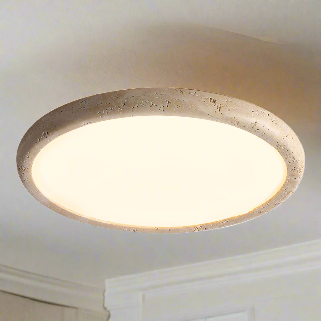 Natural Stone LED Ceiling Lamp Modern Organic Ceiling Light | 38W LED Neutral Light | Khaki Finish | Indoor Ambient Lighting
