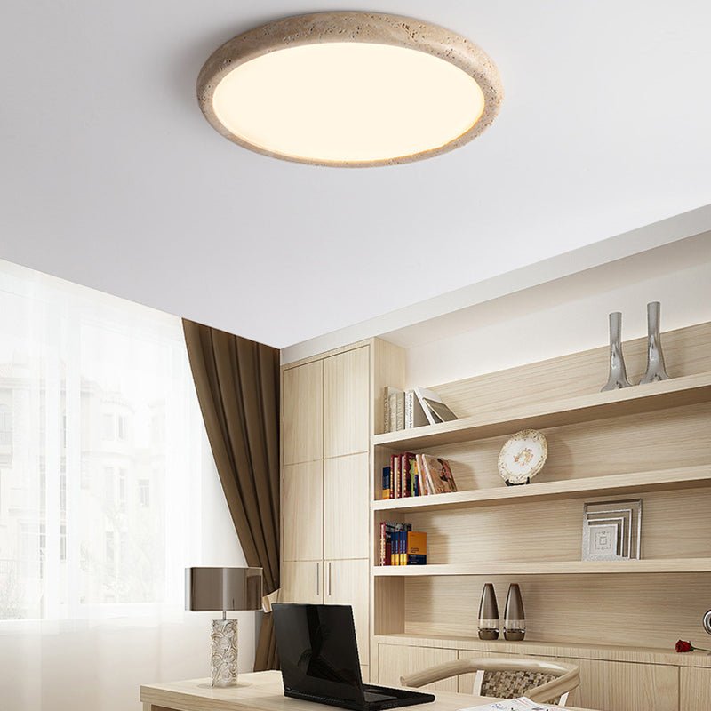 Natural Stone LED Ceiling Lamp Modern Organic Ceiling Light | 38W LED Neutral Light | Khaki Finish | Indoor Ambient Lighting