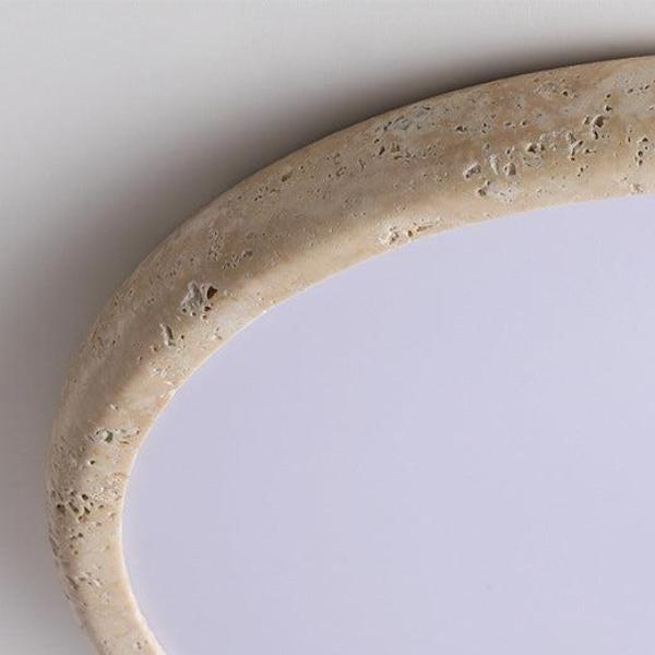 Natural Stone LED Ceiling Lamp Modern Organic Ceiling Light | 38W LED Neutral Light | Khaki Finish | Indoor Ambient Lighting