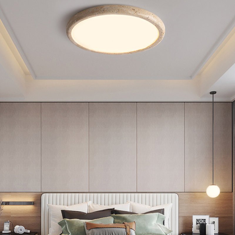 Natural Stone LED Ceiling Lamp Modern Organic Ceiling Light | 38W LED Neutral Light | Khaki Finish | Indoor Ambient Lighting