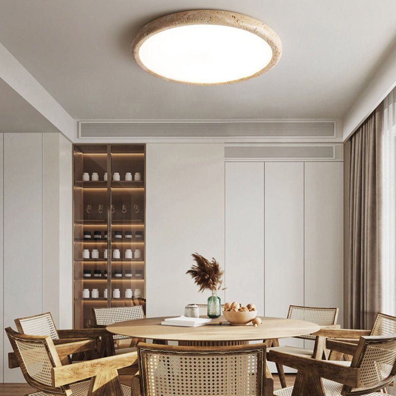 Natural Stone LED Ceiling Lamp Modern Organic Ceiling Light | 38W LED Neutral Light | Khaki Finish | Indoor Ambient Lighting