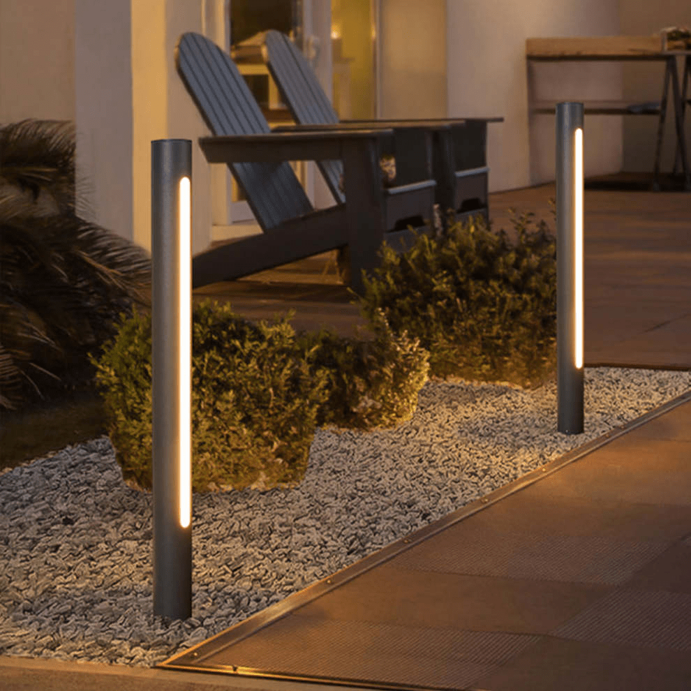 Modern Outdoor Wall Lamp LED Vertical Tube Light Black Metal Acrylic | Warm White Lighting | Weather Resistant | Entrance Facade Lighting