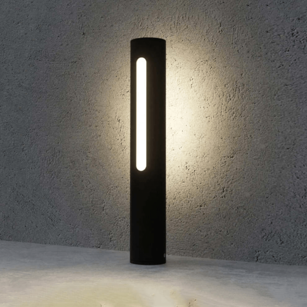 Modern Outdoor Wall Lamp LED Vertical Tube Light Black Metal Acrylic | Warm White Lighting | Weather Resistant | Entrance Facade Lighting