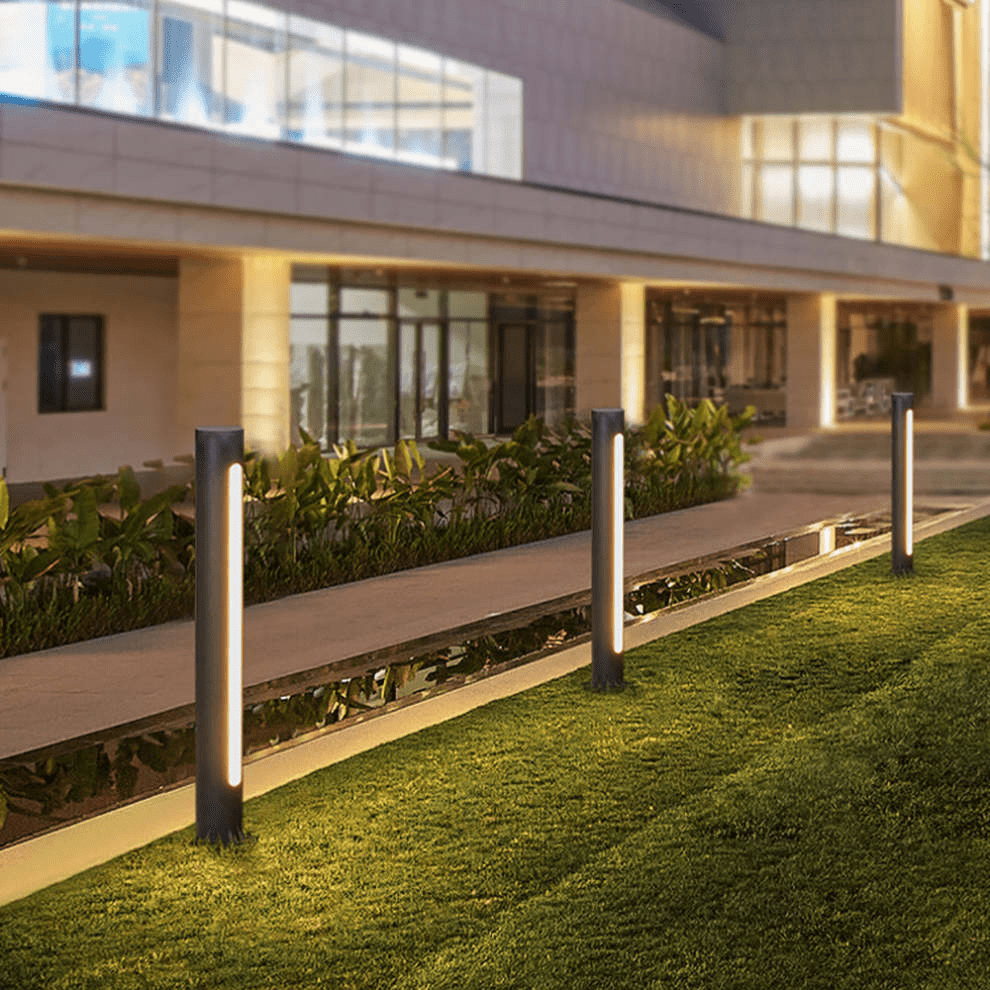 Modern Outdoor Wall Lamp LED Vertical Tube Light Black Metal Acrylic | Warm White Lighting | Weather Resistant | Entrance Facade Lighting