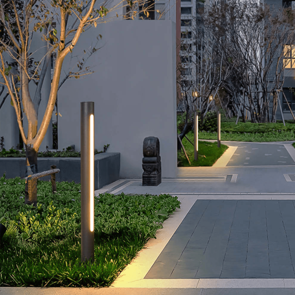 Modern Outdoor Wall Lamp LED Vertical Tube Light Black Metal Acrylic | Warm White Lighting | Weather Resistant | Entrance Facade Lighting