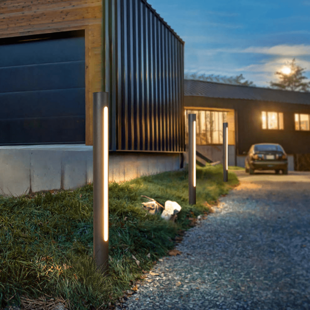 Modern Outdoor Wall Lamp LED Vertical Tube Light Black Metal Acrylic | Warm White Lighting | Weather Resistant | Entrance Facade Lighting