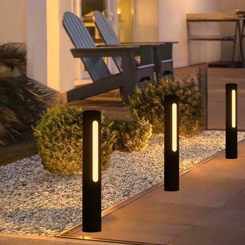 Modern Outdoor Wall Lamp LED Vertical Tube Light Black Metal Acrylic | Warm White Lighting | Weather Resistant | Entrance Facade Lighting