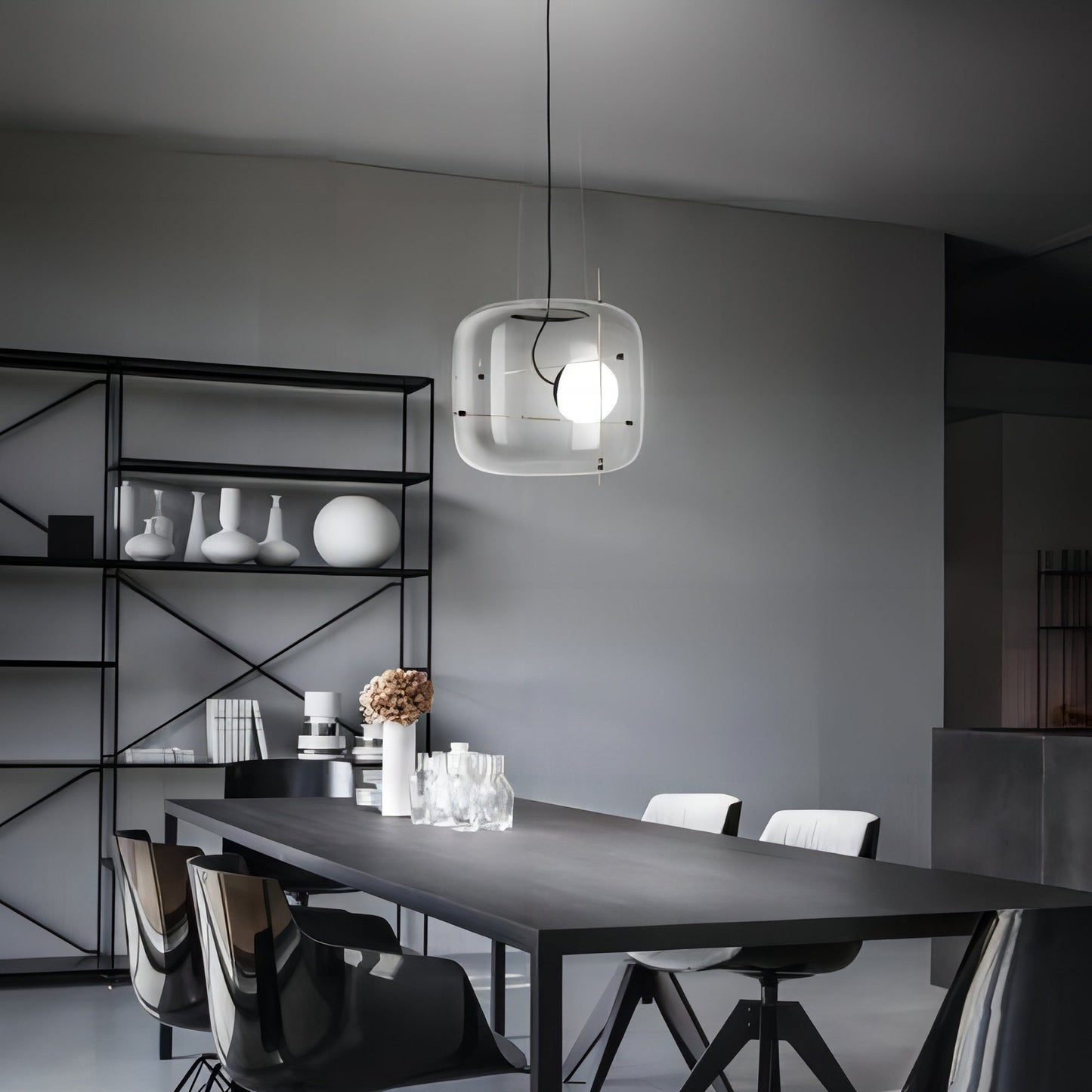 Glass Pendant Light Ventilated Shade Modern Hanging Lamp | Soft Diffused Lighting | G9 Base | Bedroom Living Room Ceiling Light