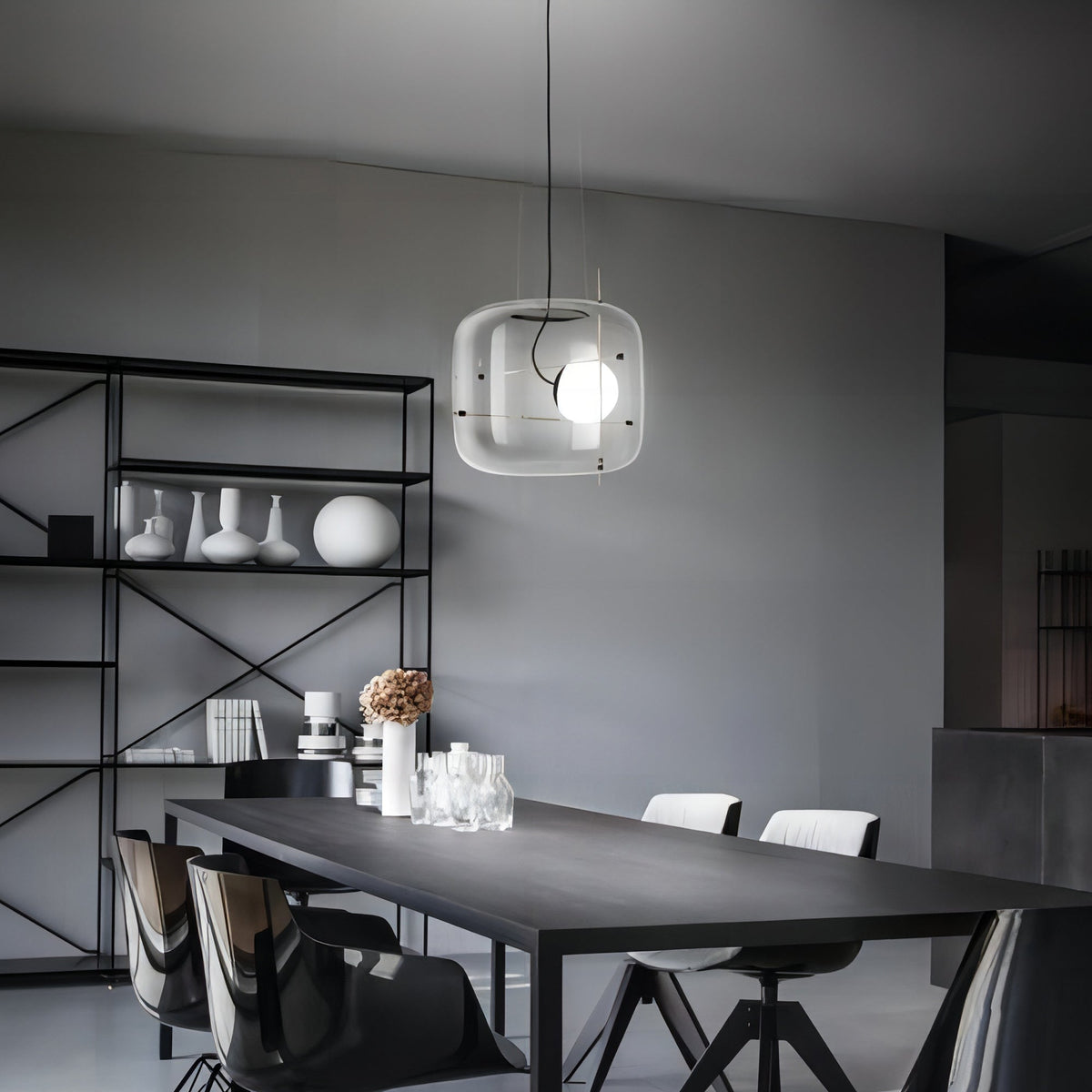 Glass Pendant Light Ventilated Shade Modern Hanging Lamp | Soft Diffused Lighting | G9 Base | Bedroom Living Room Ceiling Light