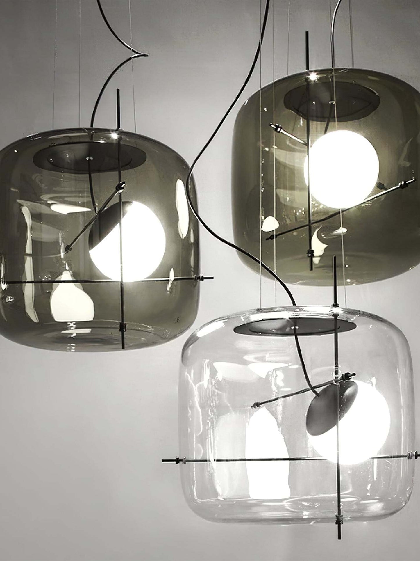 Glass Pendant Light Ventilated Shade Modern Hanging Lamp | Soft Diffused Lighting | G9 Base | Bedroom Living Room Ceiling Light