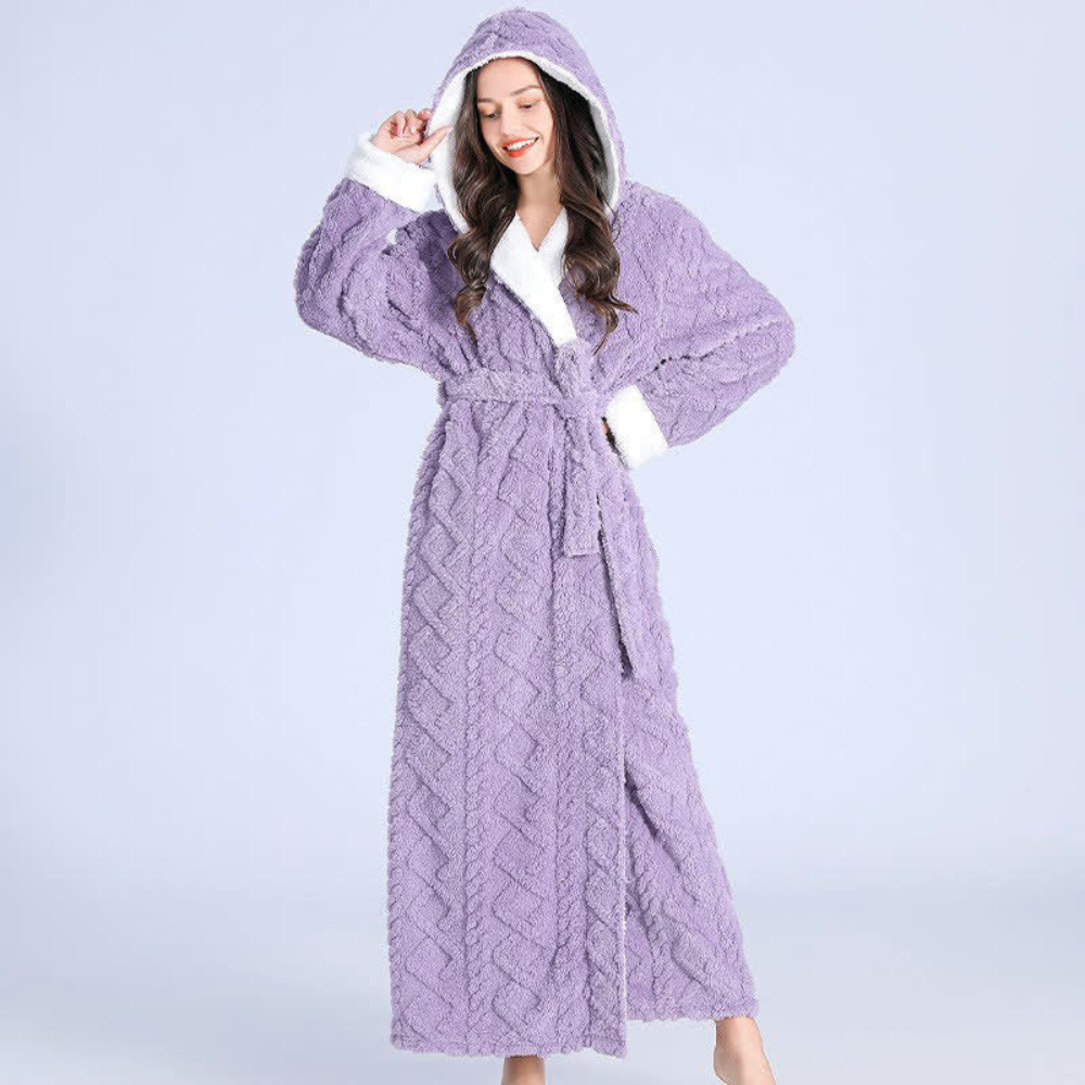 Plush Bathrobe for Men & Women | Hooded Robe | Wohlina