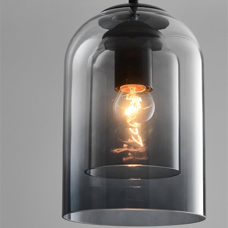 Mica Mid-Century Hanging Lamps with Double Glass