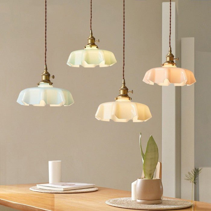 Retro Glass Flower Pendant Lamp