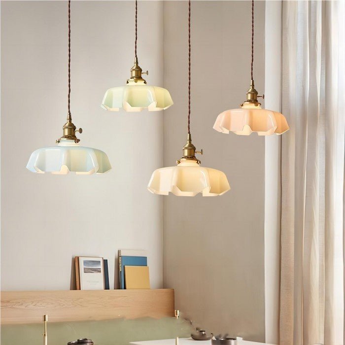 Retro Glass Flower Pendant Lamp