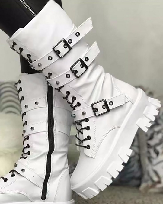 HeidiMode | Boots with Zipper and Buckles