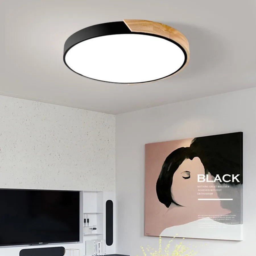Scandinavian Wooden Macaron Round Ceiling Lamp
