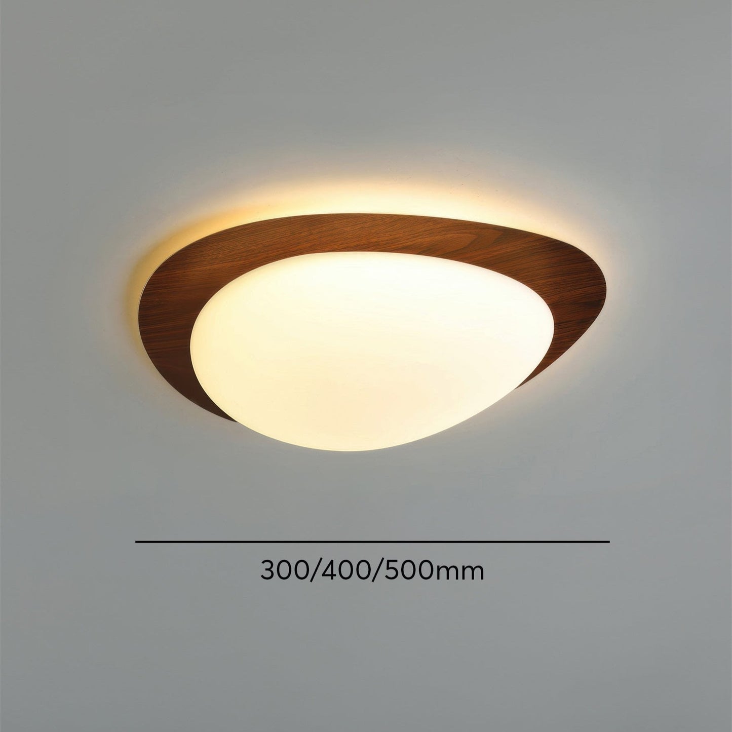 Scandinavian Wood Grain LED Ceiling Lamp | Pebble Texture Flush Mount Light | Warm Non-Glare Lighting | 30–58cm