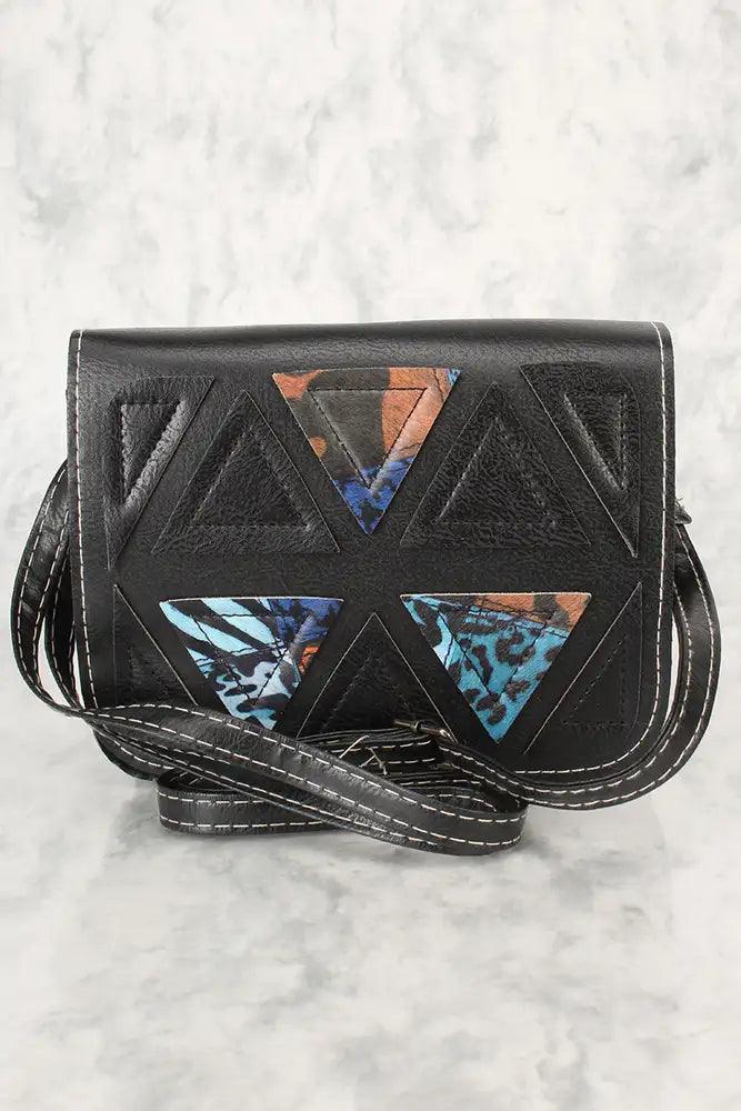 Sexy Black Blue Animal Print Geometric Faux Leather Mini Shoulder Bag