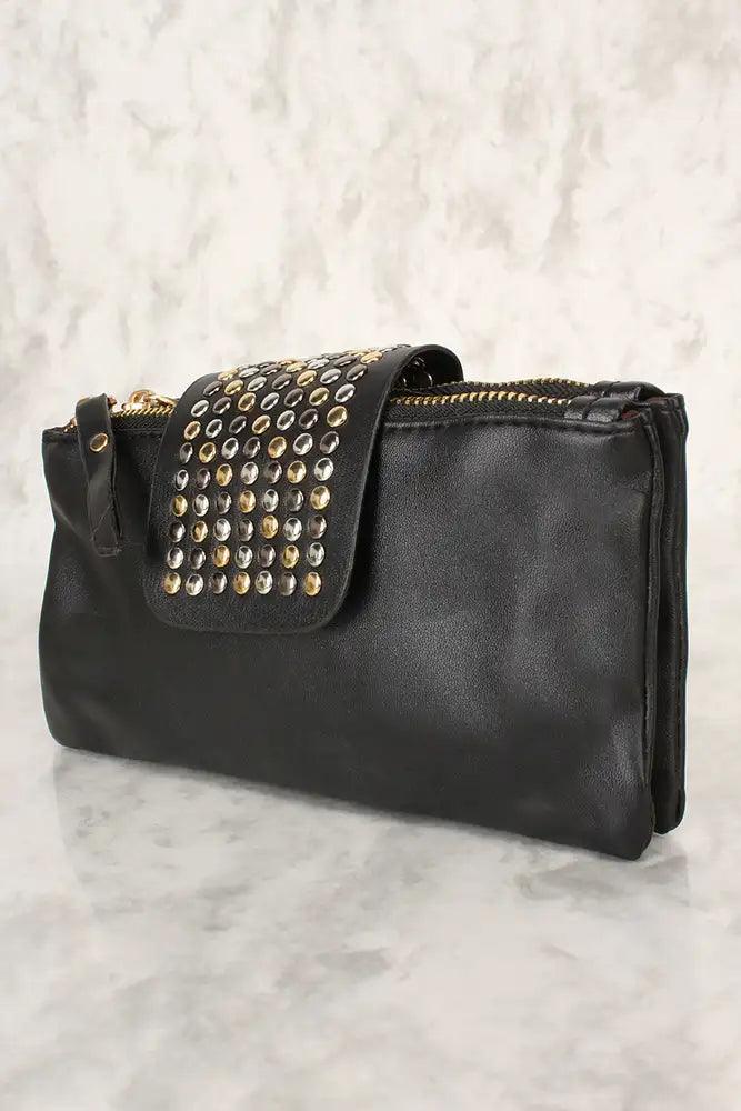 Sexy Black Faux Leather Clutch with Bead Detail – Stylish &amp; Subtly Shiny