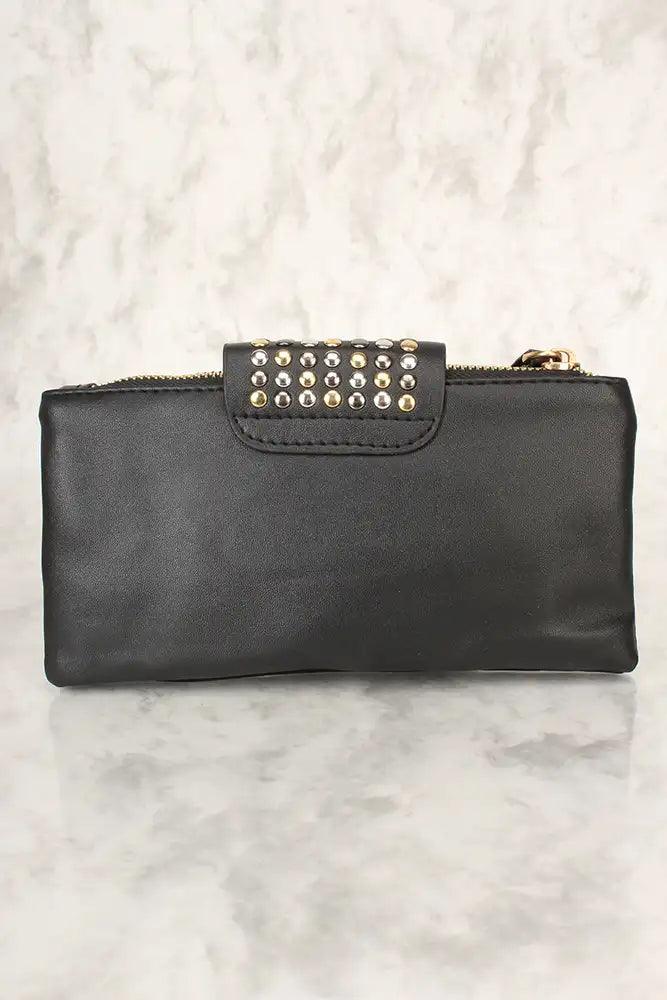 Sexy Black Faux Leather Clutch with Bead Detail – Stylish &amp; Subtly Shiny