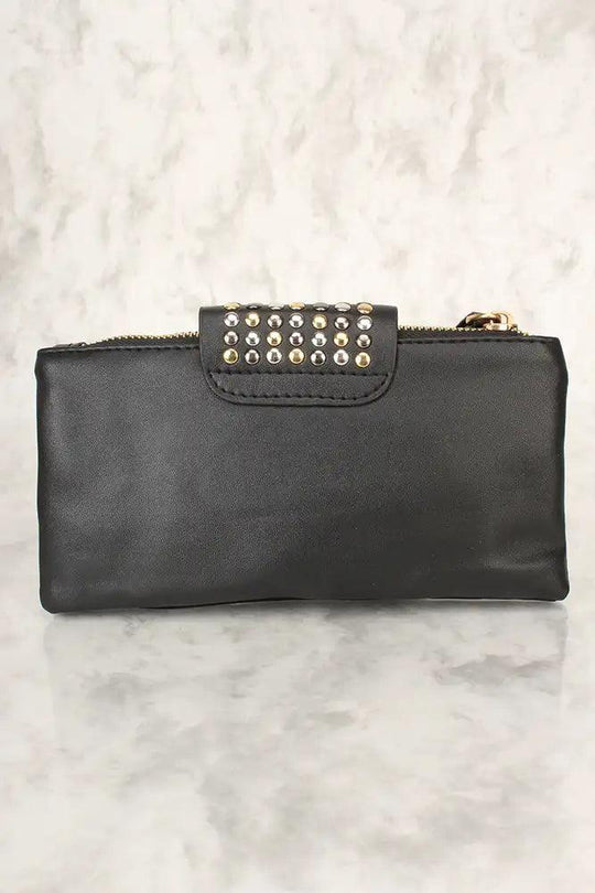 Sexy Black Faux Leather Clutch with Bead Detail – Stylish &amp; Subtly Shiny