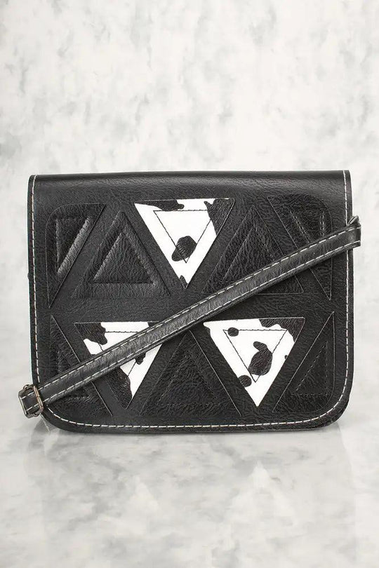 Sexy Black and White Animal Print Geometric Faux Leather Mini Shoulder Bag