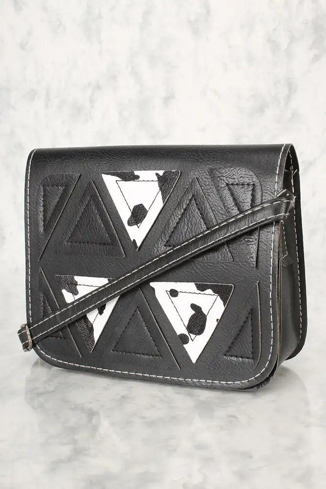 Sexy Black and White Animal Print Geometric Faux Leather Mini Shoulder Bag