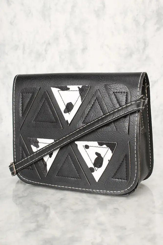Sexy Black and White Animal Print Geometric Faux Leather Mini Shoulder Bag