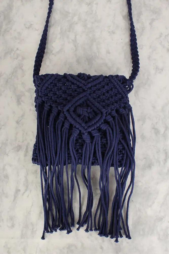 Sexy Blue Knitted Small Shoulder Bag