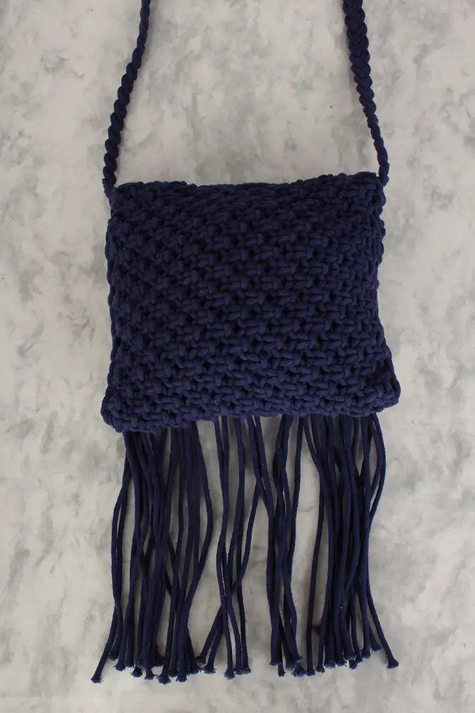 Sexy Blue Knitted Small Shoulder Bag