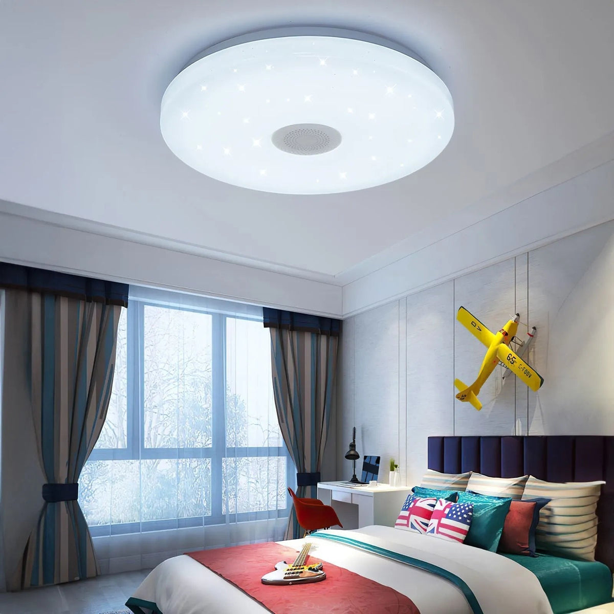 Smart RGB LED Ceiling Lamp for Bedroom & Living Room | App & Remote Control | Dimmable Color Changing Light | 26–33cm