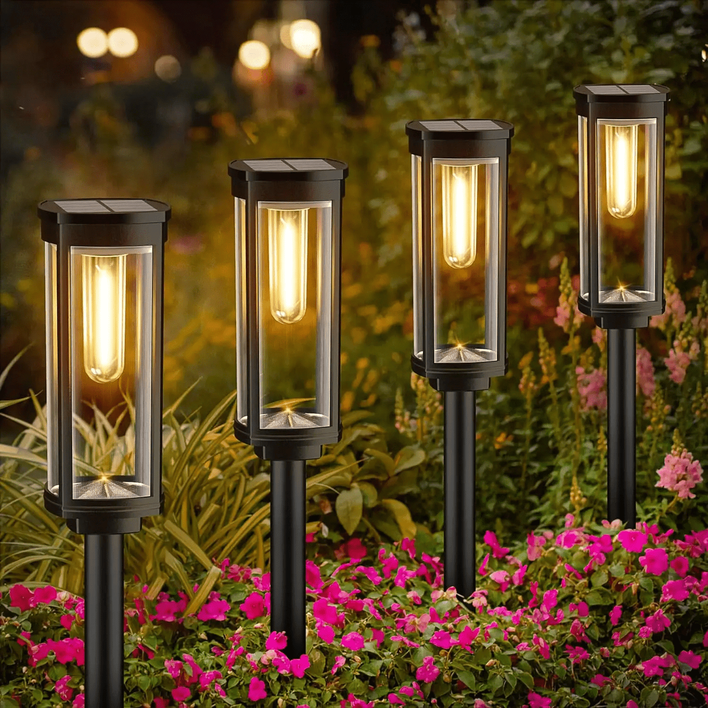 Solar Lanterns Outdoor LED Lighting | Eco-Friendly Garden & Pathway Lights | Aluminum & Plastic | Compact 19cm Design
