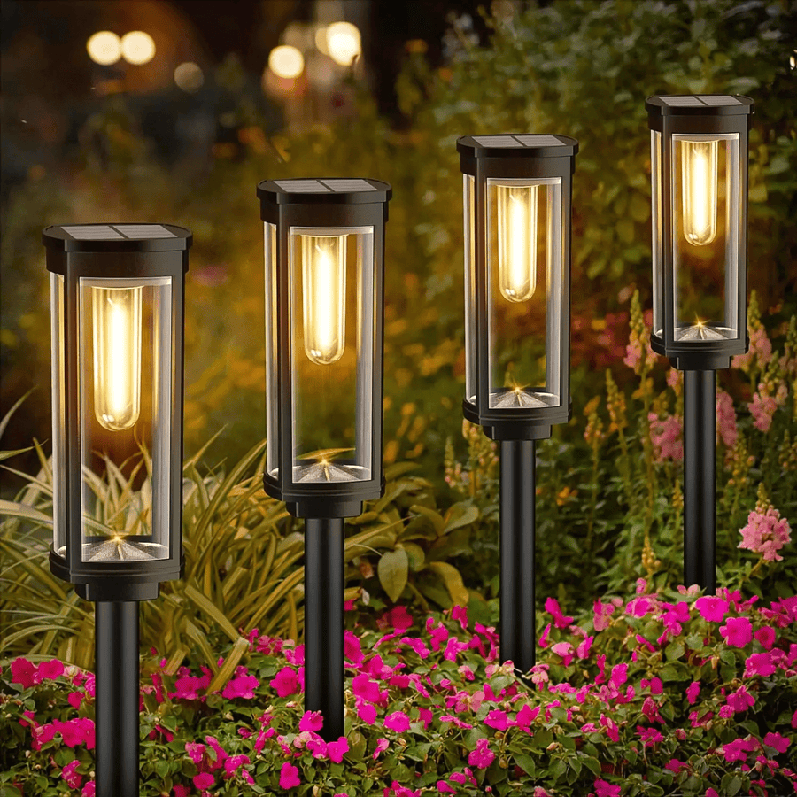 Solar Lanterns Outdoor LED Lighting | Eco-Friendly Garden & Pathway Lights | Aluminum & Plastic | Compact 19cm Design